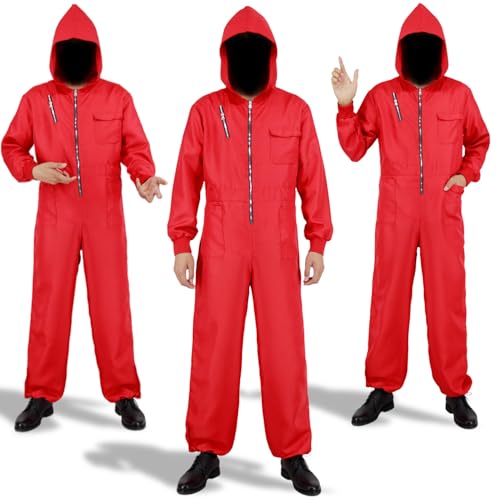 ABHOH Adult Halloween Costume for Men Red Jumpsuit for Role Cospaly Work Clothes AB011L