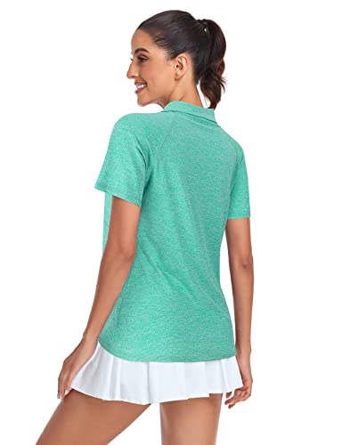 Cucuchy Women's Golf Shirts 1/4 Zipper Polo Golf Outfits Quick Dry Breathable Lightweight Moisture Wicking Dry Fit Summer Yoga Golfing Gym Tops For Retirees Green 2Xl #TOP2