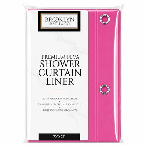 Home Expressions 3 Gauge Shower Curtain Liner 70 x 72 Vinyl Shower Curtain with 12 Metal Grommet and 3 Magnetic Weights Odor Free and Compatible with Standard Showers. (Neon Pink)