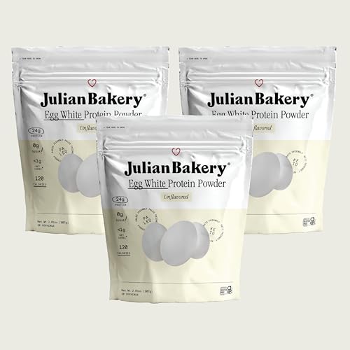 Julian Bakery Paleo Thin Protein Powder | Egg White | Unflavored | 25g Protein | Soy-Free | GMO-Free | Three 2 LBS Bags | 90 Servings | 3 Pack