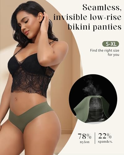 Image of LEVAO Seamless Underwear for Women No Show Cheeky Bikini Panties Stretch V Cut Panty S-XL (Regular & Plus Size)