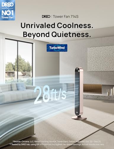 Image of DREO Smart Tower Fan Voice Control, 120 Oscillating Fan Works with Alexa /Google /App /Remote, 42 Inch, 20dB Quiet DC Bladeless Fan for Bedroom,12 Speeds, Floor Fan for Home, Office