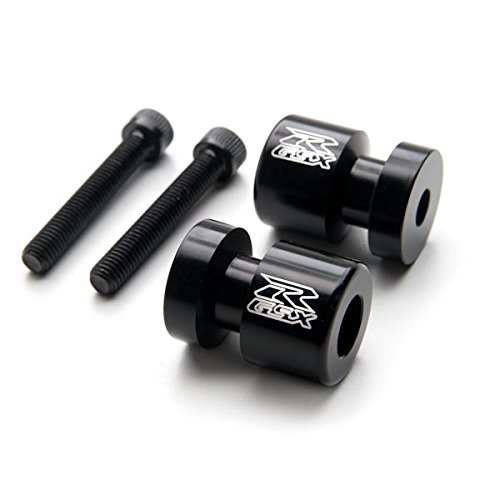 Krator SA005-B Black Engraved Swingarm Spools Sliders-Compatible with Suzuki GSXR 600 750 1000 Hayabusa and More (1989-2013)