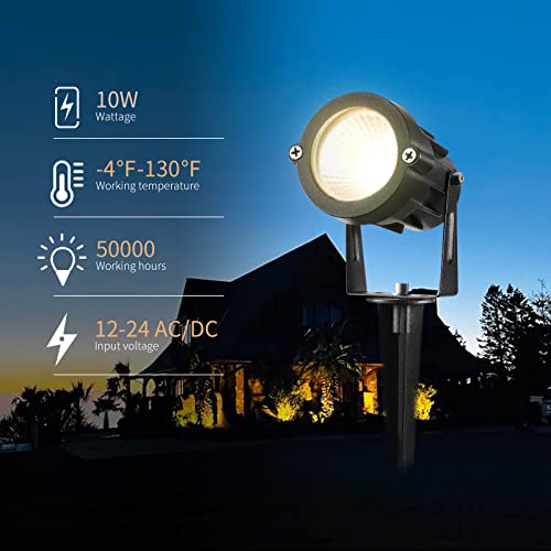 Reegold Low Voltage Landscape Lights: 10W 1000Lm Outdoor Led Spotlights For Tree Garden Yard Pathway | 12V 24V Warm White 2700K Landscape Lighting With Connectors | Ip65 Waterproof | 10 Pack #TOP1