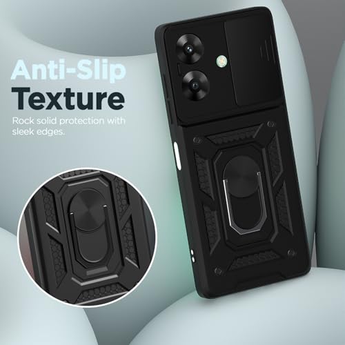 Image of Pikkme D10 Tough Armor Bumper Case | 360 Protection Case | Sliding Camera Shield Cover & Ring Holder Stand Back Cover for Realme Narzo N61 / Realme C61 4G (Black)