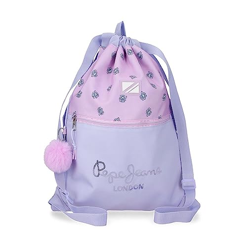 Pepe Jeans Becca Mochila Saco Con Cremallera Morado 35x46 cms Poliéster