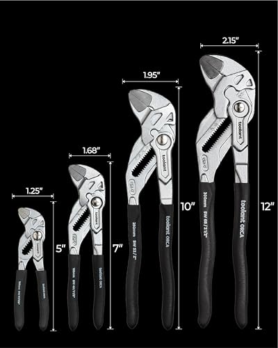 Image of toolant 5-Inch Chrome Plated Pliers Wrench, CR-V Adjustable Wrench with Anti-Rust Coating, Smooth Parallel Jaws, Rubber Anti-Slip Grip and Storage Pouch for Home Repair, Plumbing, Nuts, Water Pipes