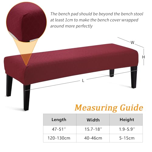Fuloon Waterproof Dining Bench Cover, Removable Slipcover Washable Seat Protector for Living Room, Bedroom, Kitchen - Burgundy Dark Red by Fuloon - Image 2