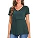 Bearsland Womens 3 Packs V Neck Nursing Tops Maternity Breastfeeding Tee Shirts,Black+deep Green+Fresh Floral,S