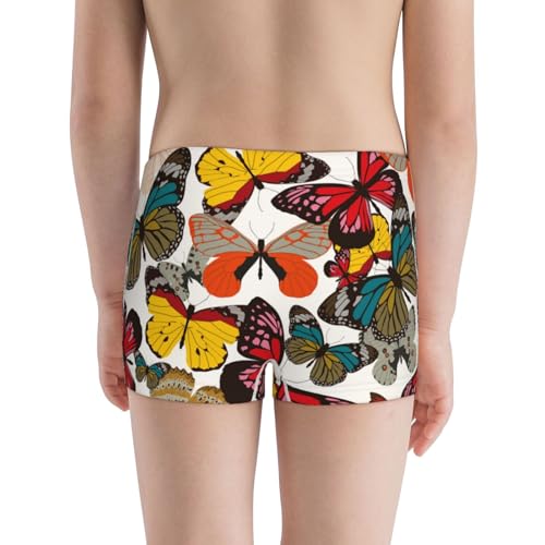 Boys' Cotton Boxer Brief Soft Underwear-Retro Floral Butterfly3