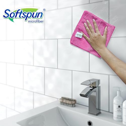 Image of SOFTSPUN Microfiber Cloth (5 pcs - 40 x 60 cms - 340 GSM) Multi-Color, Super Soft Absorbent Cleaning Towels Cleans & Polishes Everything in Your Home.