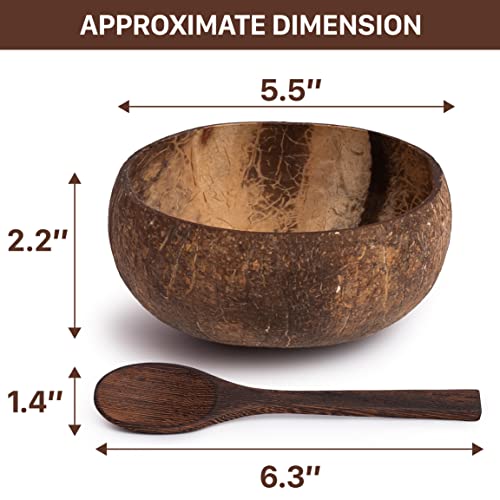 Coconut Bowl Pack 4 Bowls Set 5.5 X 2.2 Inches Coconut Smoothie Organic Coconut Bowls For Smoothies, Fruit, Nut, Acai, Salad, Keys, Plants Vegan Shell Bowl #TOP1