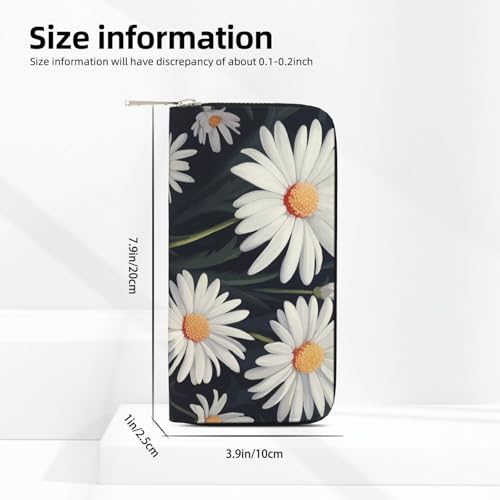 Daisy Leather Wallet For Women Girl, Zip Around Credit Card Holder Long Pu Wallet Clutch Purse Waterproof Travel Handbag3