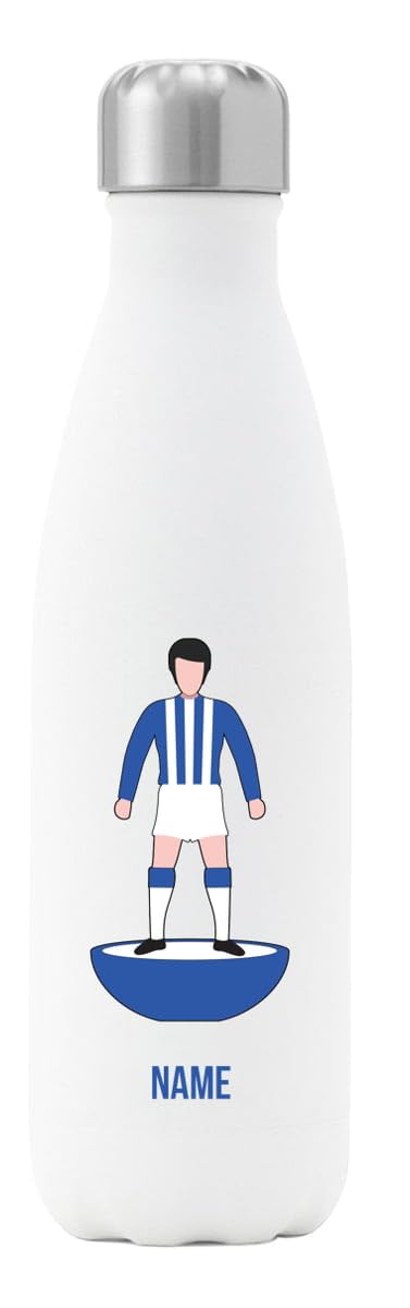 Go Find A Gift Personalised Player Figure Insulated Water Bottle for Sheffield Wednesday supporters, 500ml capacity - White - Stainless Steel - Great for Owls fans