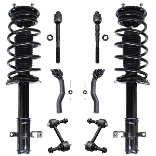 Image of Detroit Axle - 8pc Front Struts Kit for Ford 07-10 Edge Lincoln MKX, 2 Struts & Coil Spring 2 Sway Bar Links 4 Tie Rod Ends 2007 2008 2009 2010 Replacement Suspension Quick Install Ready Struts Shocks