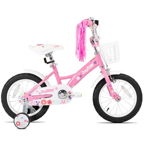 JOYSTAR Little Violet 12 Zoll Kinderfahrrad für Mädchen im Alter von 2 bis 4 Jahren, 12 Zoll Mädchenfahrräder mit Luftschlangen,rosa