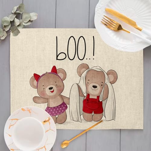 Set de table lin Halloween pour repas de famille et goûter enfant - 4