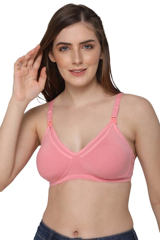 Intimacy Nursing Maternity Feeding Bra with Front Opening and Adjustable Straps Seamless Non-Wired Non-Padded Medium Coverage Comfortable Support Bra for Women