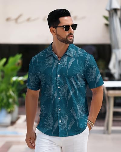Men's Hawaiian Shirt Short Sleeve Tropical Button Down Stretch Wrinkle Free Casual Beach Vacation Summer Shirt3