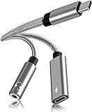 Samsung Galaxy S25 Headphone Adapter, 2 in 1 USB C to 3.5mm Headphone Jack Hi-Res DAC and PD 60W Fast Charging Dongle Cord Compatible Google Pixel 8 7, Galaxy S25/S24/S24+/S23/S22, Note 20/10