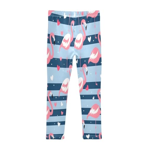 Toddler Girls Leggings Printed Yoga Pants Leggings Striped Background Flamingo for Kids2