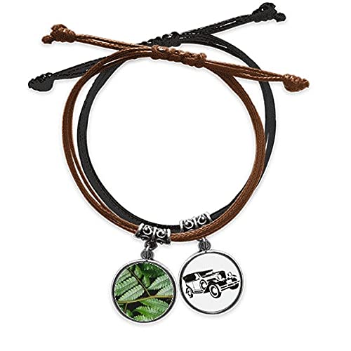 Bracelet feuille en cuir véritable tressé main pour amoureux de nature
