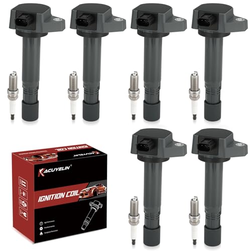 UF624 Ignition Coil Pack and Iridium Spark Plugs Set of 6 Compatible with Honda Pilot Ridgeline Acura RDX ZDX 2009 2010 2011 2012 2013 2014 2015 3.5L 3.7L V6,Replace,U5304,IC727,E1124