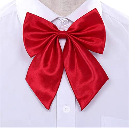 Image of LOPURO Lady Adjustable Pre-tied Bow Tie, Pre Women Uniform Bow Tie Solid Color Bowties for Women Cosplay Party