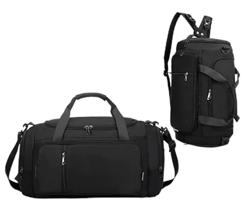LZSFNYJAI Sporttasche mit Schuhfach und Nassfach, 40L Handgepäck Tasche Sportrucksack Damen Herren, für Reisen, Wandern, Schwimmen, Yoga, Camping (schwarz)