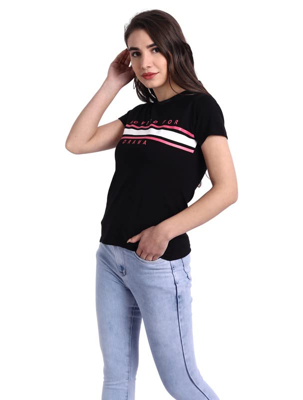 Image of Preneum Women's Graphic Printed T-Shirt, Round Neck Half Sleeve Casual Slim Fit Cotton Blend Tee, College, Office & Travel