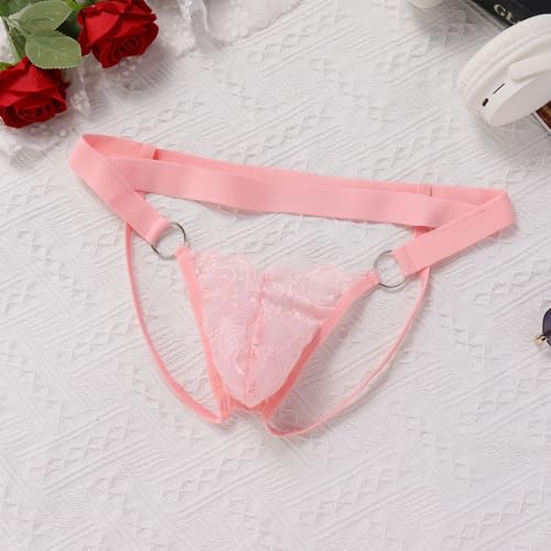 ABAFIP Men's Lace Thong Underwear Low Waist Sissy Pouch G-String Panties Crossdressing Lingerie3
