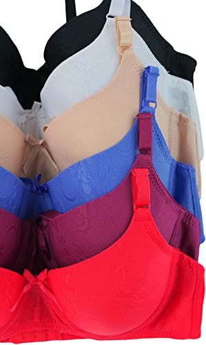 Image of ToBeInStyle Women's Pack of 6 Padded Assorted Styles Supportive Bras Cup Size - A to DDD