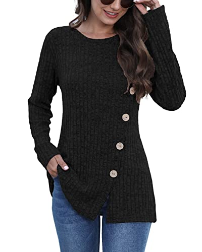 Image of JomeDesign Long Sleeve Shirts for Women Crew Neck Lightweight Sweater Loose Casual Tunic Tops