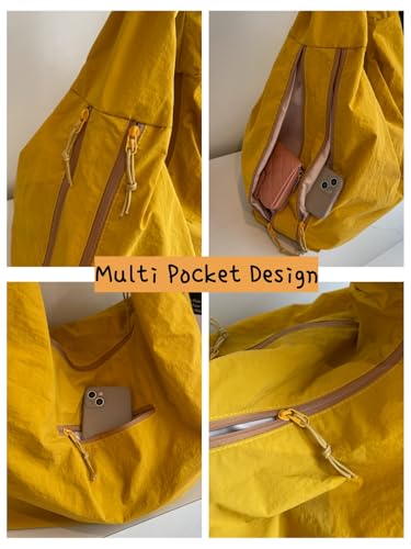 Obosoyo Slouchy Tote Bag 2025 Nylon Solid Pleated Handbag Men Women Large Shoulder Travel Gym Casual Commute Weekend Vacation4