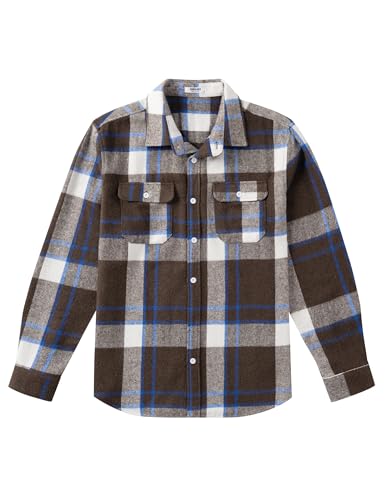 Image of COOFANDY Mens Flannel Shirts Long Sleeve Plaid Shirt Jacket Button Down Shirt with Pockets