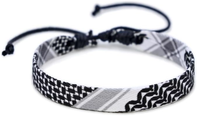 Keffiyeh Adjustable Country Flag Code Bracelet, Protection and Lucky String, Tibetan Wrist Wrap, Boho Style Rope for Women, Men, Friendship