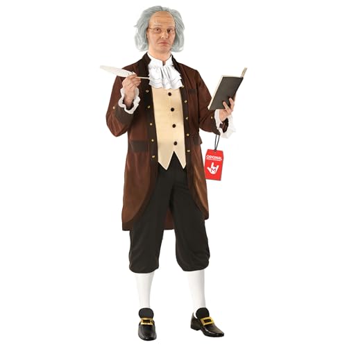 Morph Founding Father Costume Adult with Wig Ben Franklin Outfit Colonial Costume Men 4th of July Outfit 250 Anniversary Large