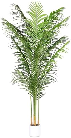 Faux Palm Tree 6.6Ft Tall Artificial Plants Indoor Silk Green Flo...