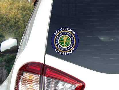 eDesign 2-Pack FAA Certified Remote Pilot Drone Sticker Decal - 4 Inches - Drone Stickers for Car Truck Van Window Bumper Laptop Tablet Cup Tumbler and Any Smooth Surface