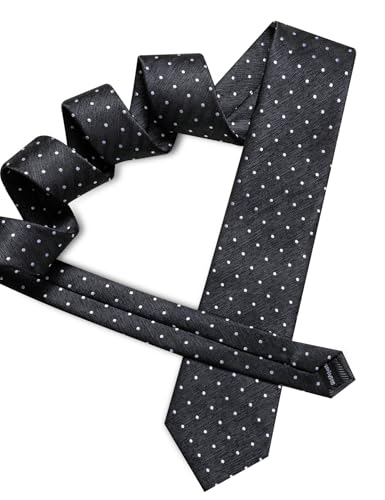 Image of Barry.Wang Ties for Men Silk Tie Sets Polka Dot Woven Necktie Pocket Square Cufflinks Business Wedding