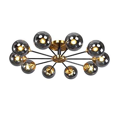 Bouche de plafonnier en verre gris 6 lumières pour un éclairage Spoutnik design