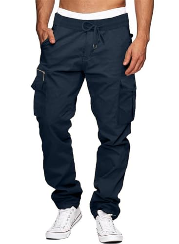 Elegancity Cargohose Herren Baumwolle Outdoorhose Lange Baggy Hose Arbeitshose Casual Freizeithose Pants für Männer Blau S Elegancity Cargohose Herren Baumwolle Outdoorhose Lange Baggy Hose Arbeitshose Casual Freizeithose Pants für Männer Blau S