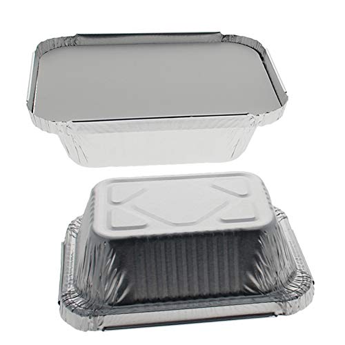 Image of Othmro 5 inchx4 inchx1.7 inch Aluminum Foil Pans,Disposable Takeout Pans, 50pcs Aluminum Foil Food Containers Rectangle Pans 220ml for Cooking, Baking, Heating, Storing, Food Prepping