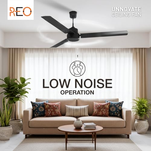 Image of Havells REO BLDC 1200MM 5 Star Rated Ceiling Fan| Air Flow: 220 CMM| Speed: 350 RPM|Watt: 33W| Reverse Rotation Mode| Timer Setting| 2 Year Door Step Warranty By Manufacturer (Unnovate, Matte Black)