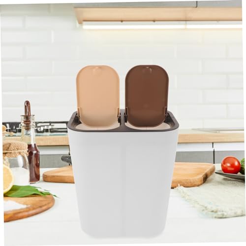 Caneca de basura rectangular con doble compartimento y tapa miniatura 3