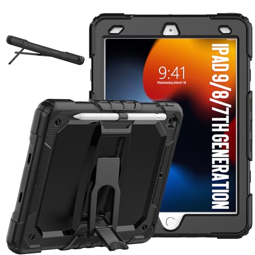 Coque iPad 10.2 évite les écrans brisés grâce au design antichoc noir avec béquille
