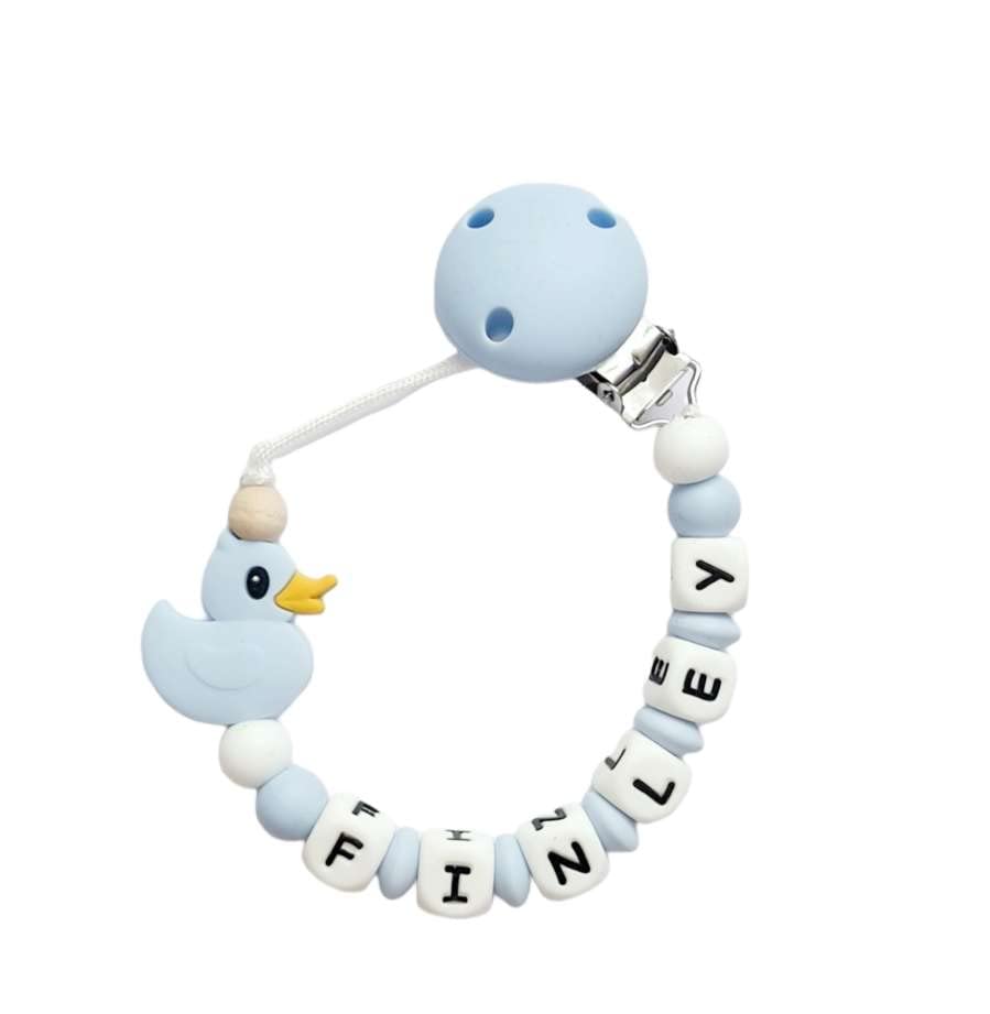 Twinkle Star Baby Customised Blue White Duck Boys Dummy Clip