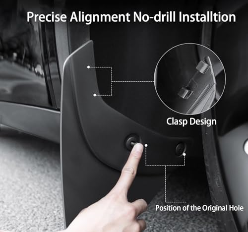 Image of Compatible with Tesla Model Y 2021 2022 2023 2024 2025 Mud Flaps & Splash Guards - No - Drill Custom Fit, OEM-Designed Heavy-Duty Rubber Mudguards