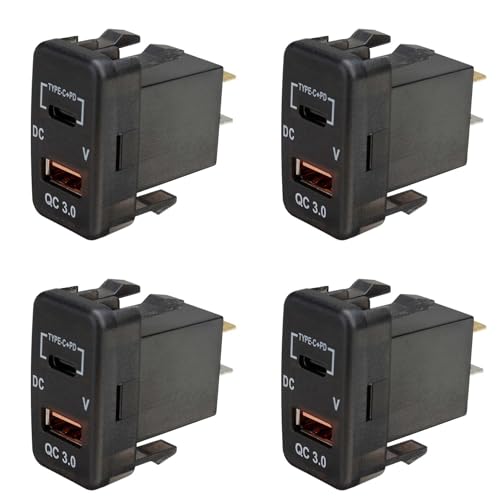 Cargador Coche Tipo-C PD QC3.0 USB dual voltímetro tablero para Prado 4X