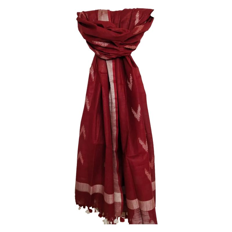 omensilks | Women's Linen Cotton Blend Handloom Bhagalpuri Ikkat Dupatta with Zari Designed Free Size_Color Variation-picture-41